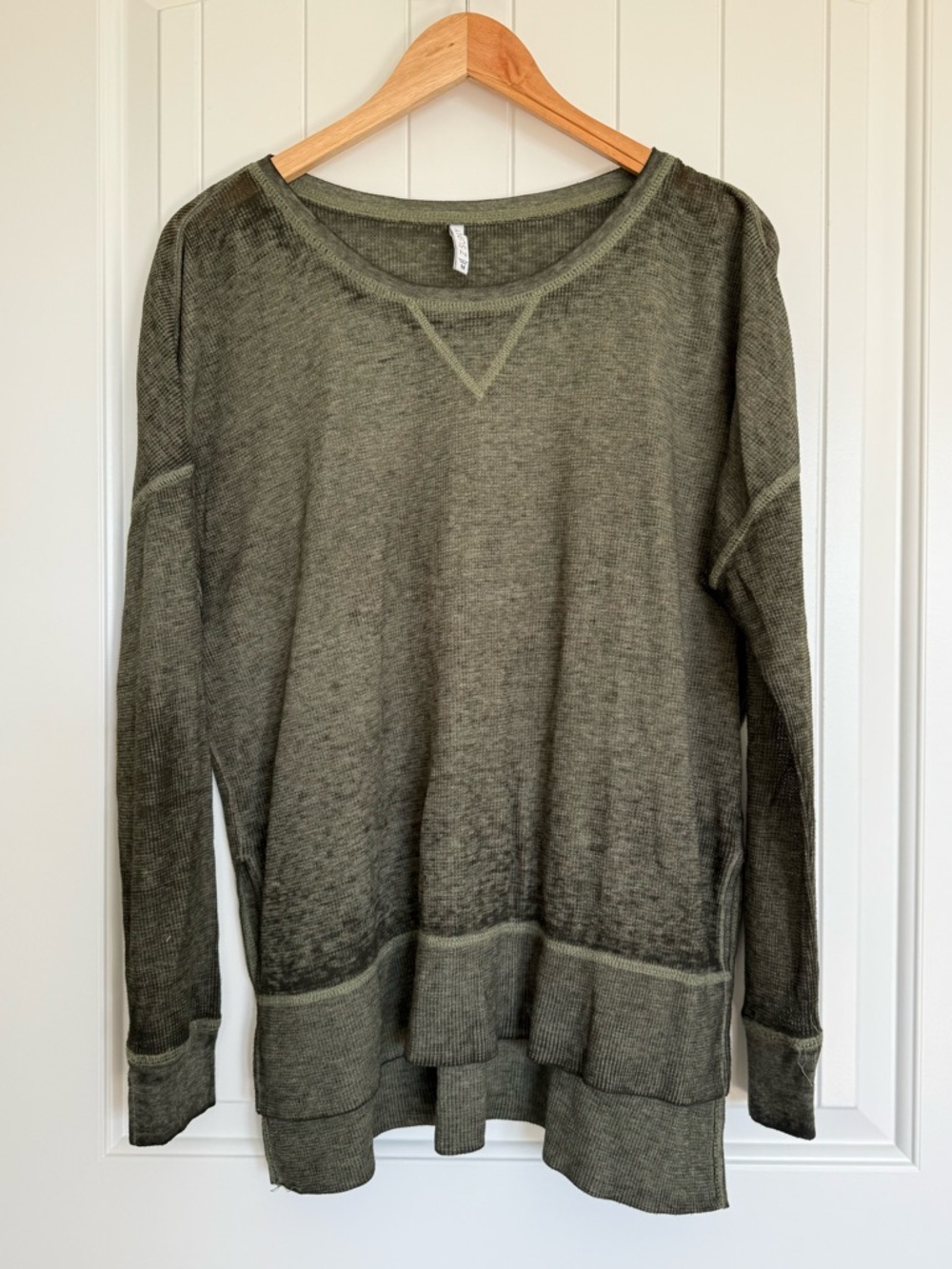 Z Supply Olive Green Emerson Thermal Sweatshirt Oversized Pullover Top Size M